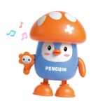 Pinguim Dançarino LP Toys azul com chapéu de cogumelo em fundo branco