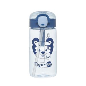 Garrafa infantil Tigor BB 460ml azul com canudo retrátil